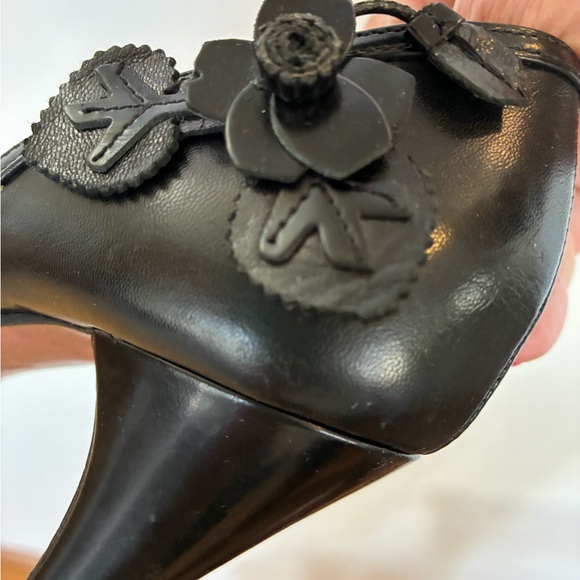 Prada Black Heels with Floral Accents - Picture 5 of 12
